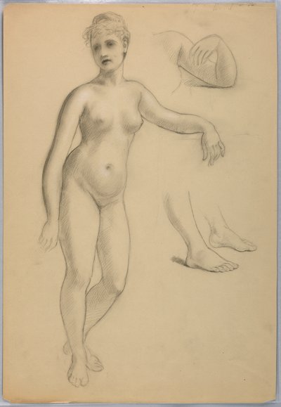 Teckning, Kvinnlig naken stående, sep, 1860-70 av Daniel Huntington