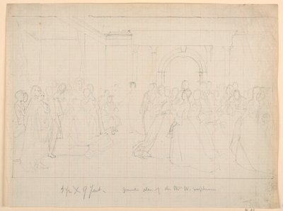 Ritning, översiktsplan för Martha Washington-mottagningen, 1860 av Daniel Huntington