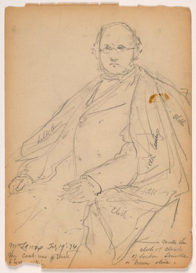 Teckning, James Lenox sittande, 19 februari 1874 av Daniel Huntington