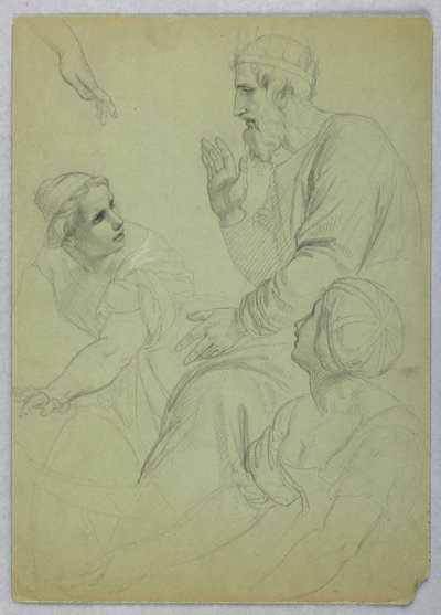Teckning, Kung och två kvinnor, Separ, ca 1845 av Daniel Huntington