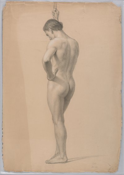 Teckning, Manlig naken stående, november 1866 av Daniel Huntington