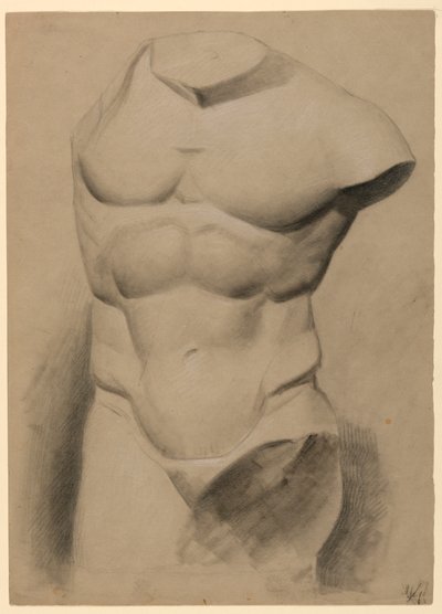Teckning, manlig torso från gips, 1840 av Daniel Huntington