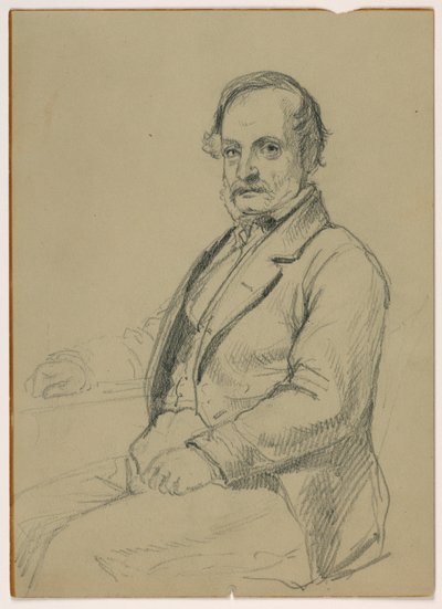Teckning, Sittande man, ca 1860 av Daniel Huntington