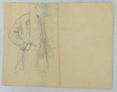Teckning, Mr Samuel Ward Sr, stående med handen i fickan, 1880 av Daniel Huntington