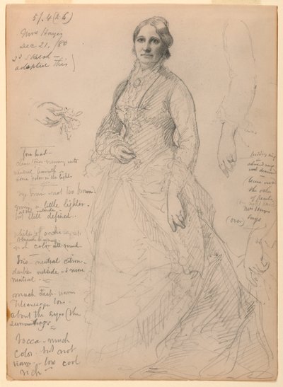 Teckning, Mrs Rutherford B. Hayes, 21 december 1880 av Daniel Huntington