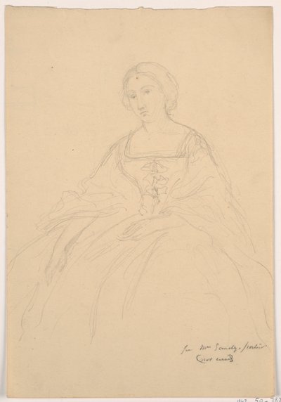 Teckning, Mrs Sheppard Gandy sittande; Averso: Linjeskiss, 1859 av Daniel Huntington