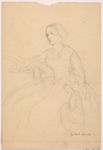 Teckning, Mrs Sheppard Gandy sittande; Averso: Mrs Sheppard Gandy sittande, 1859 av Daniel Huntington