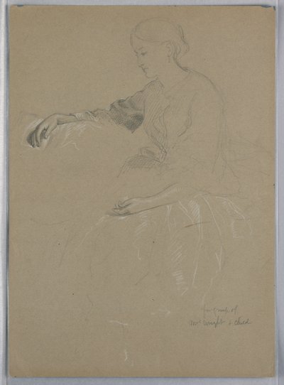 Teckning, Mrs William Wright och barn, 1857 av Daniel Huntington