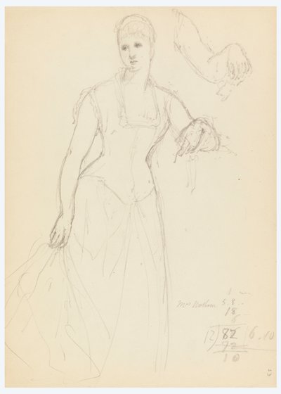Teckning, Skiss till porträtt av Bella Worsham, 1878 av Daniel Huntington