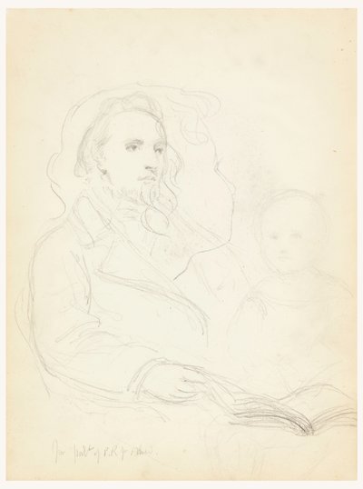 Teckning, Skisser till "Lesson of Charity" och porträtt av Peter Richards, Jr, 1849 av Daniel Huntington