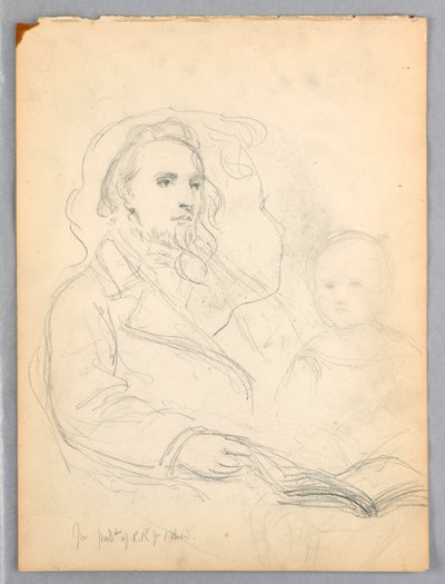 Teckning, Skisser till "Lesson of Charity" och porträtt av Peter Richards, Jr, 1849 av Daniel Huntington