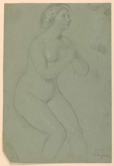 Teckning, Studie till "En Magdalena", F, 1852 av Daniel Huntington