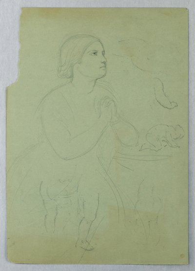 Teckning, studie till "Communion of t", 1845 av Daniel Huntington