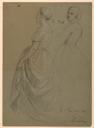 Teckning, studie till "Martha Washingtons mottagning", 1860 av Daniel Huntington