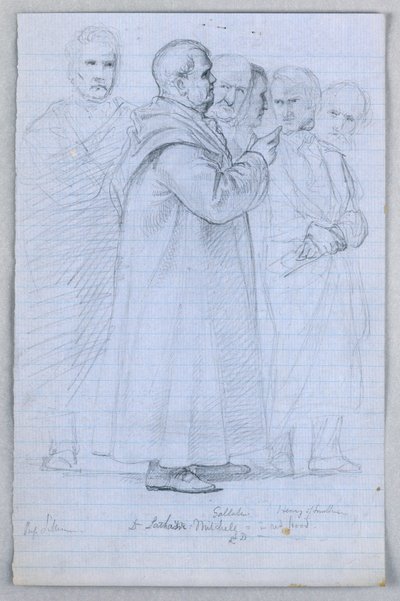 Teckning, studie till "Scientific Group", 1858 av Daniel Huntington