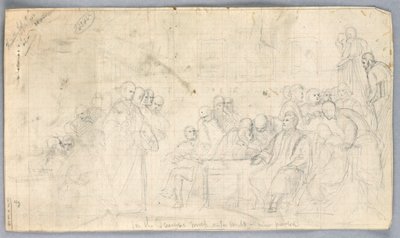 Teckning, studie till "Scientific Group", 1858 av Daniel Huntington