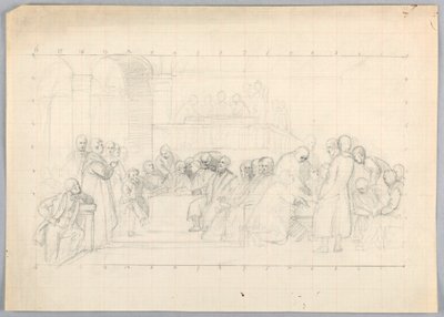 Teckning, studie till "Scientific Group", 1858 av Daniel Huntington
