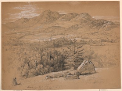 Ritning, Vy över Mount Chocorua, från kullen till höger om Albany Road, 12 september 1854 av Daniel Huntington