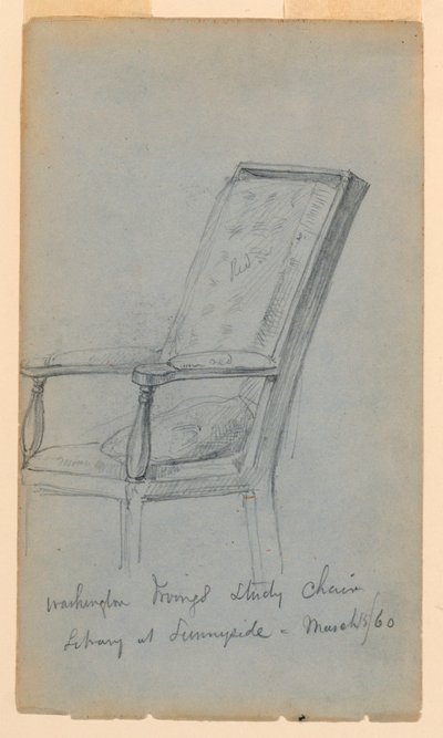 Teckning, Washington Irvings arbetsrum, 15 mars 1860 av Daniel Huntington