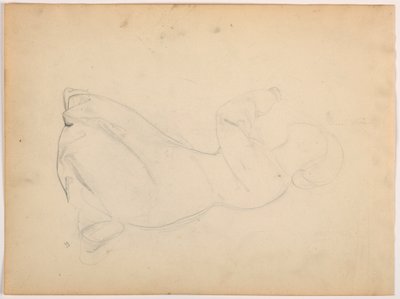 Teckning, Knäböjande kvinna, ca 1852 av Daniel Huntington