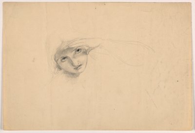 Teckning, kvinna som skyddar sina ögon, ca 1844 av Daniel Huntington