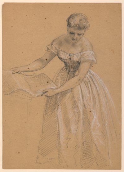 Teckning, Stående kvinna, 1860 av Daniel Huntington