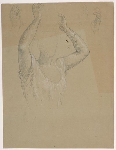Teckning, Kvinna med händerna upplyfta A, 1844-45 av Daniel Huntington