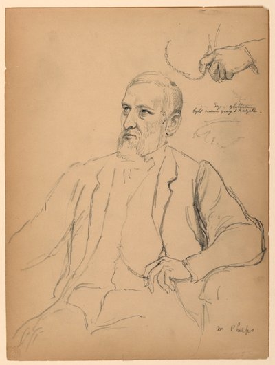 John Jay Phelps sittande, separat hand- och kedjestudie av Daniel Huntington
