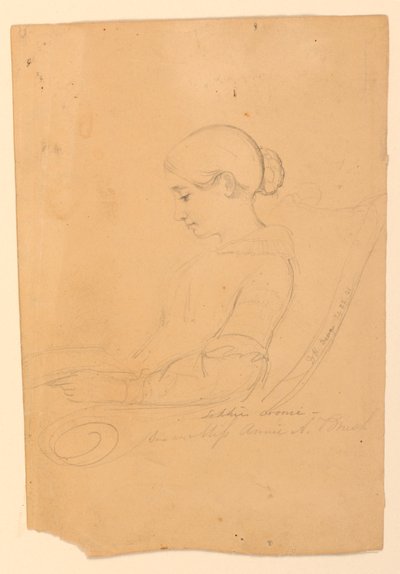 Porträttstudie av Annie A. Brush, sittande i profil av Daniel Huntington