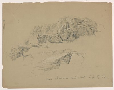 Rock Ledge nära Chocorua Pond and Mountain av Daniel Huntington
