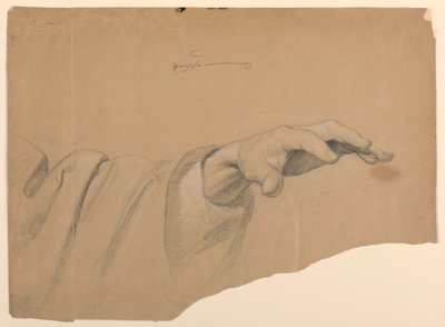 Studie av vänster hand för "Communion of the Sick" av Daniel Huntington