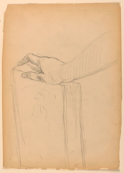 Studie av höger hand på en bok av Daniel Huntington