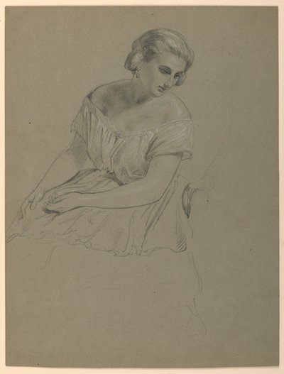 Studie av sittande kvinna för "The Republican Court" (Lady Washingtons mottagningsdag) av Daniel Huntington