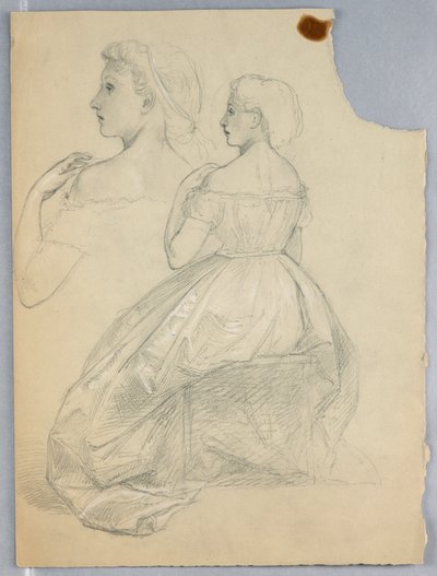 Studie av sittande kvinna för "Titian visar gravläggningen till Karl V och Clement VII" av Daniel Huntington