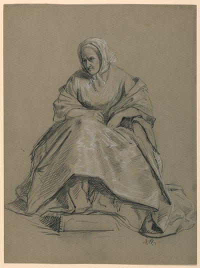 Studie av en sittande kvinna för "The Republican Court" (Lady Washingtons mottagningsdag) av Daniel Huntington