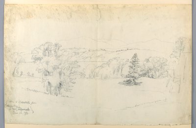 Hudson River och Catskills från Barrytown av Daniel Huntington