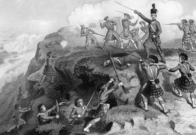 Highlanders attackerar den ryska redutten, Slaget vid Alma, 1854, 1857 av Daniel John Pound