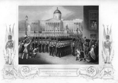 Grenadjärvakternas avgång, Trafalgar Square, London, 1854-1857. av Daniel John Pound