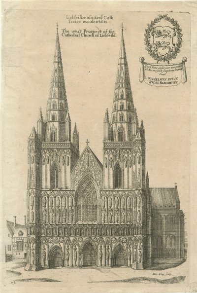Lichfield Cathedral - West Front: gravyr och [?slutet av 1600-talet] av Daniel King