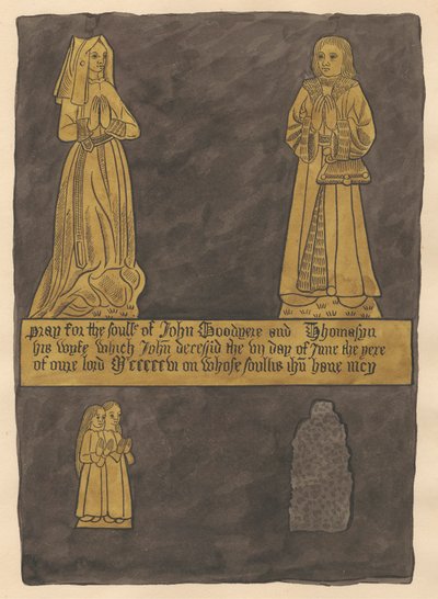 Mässingstallrik för John och Tomasina Goodyere från Teddington Church av Daniel Lysons