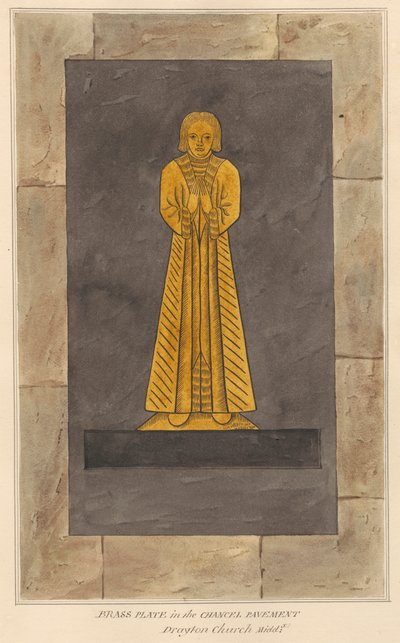 Mässingsplatta för oidentifierad man, Chancel Pavement of Drayton Church av Daniel Lysons
