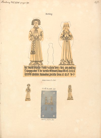 Mässingsplatta till Thomas och Alicia Broke, Parish Church of St. Margaret, Barking av Daniel Lysons
