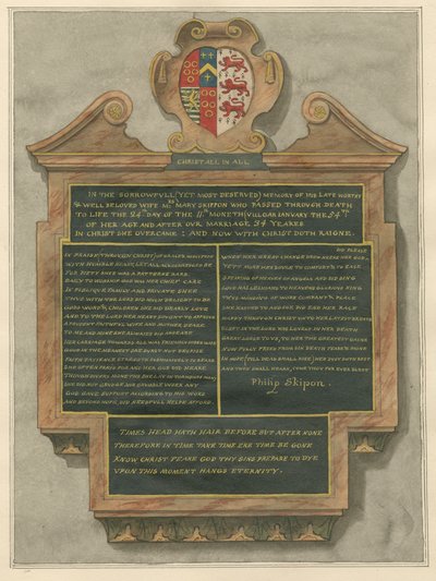 Memorial av Mrs Mary Skippon från Acton Church av Daniel Lysons