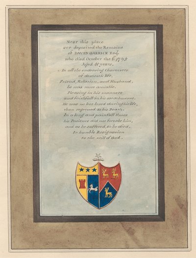 Minnesmärke till David Garrick från Hampton Church av Daniel Lysons