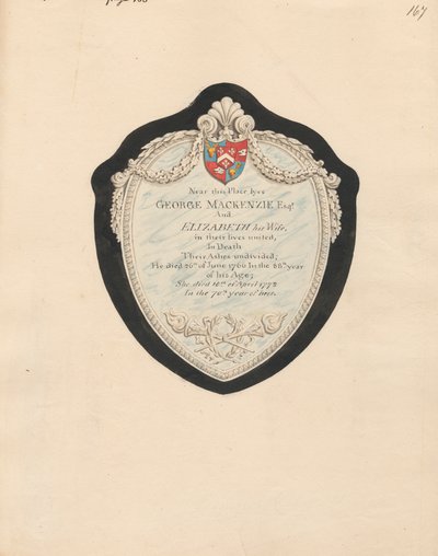 Minnesmärke till George och Elizabeth MacKenzie från Kensnton Church av Daniel Lysons