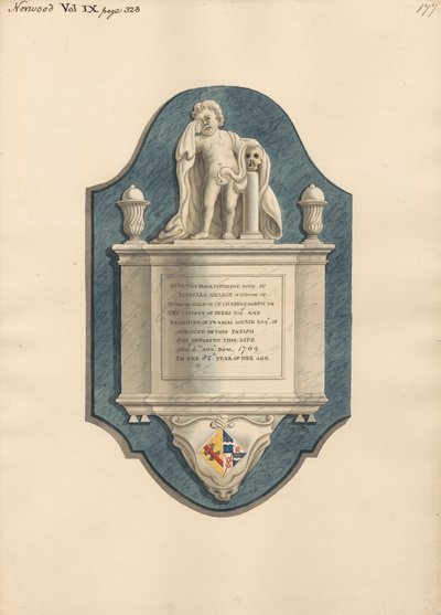 Minnesmärke till Isabella Nelson från Norwood Church av Daniel Lysons