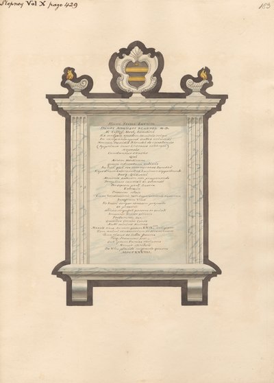Minnesmärke över Jacob Augustus Blondel från Stepney Church av Daniel Lysons