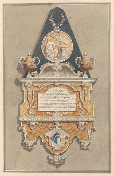 Minnesmärke till Jane Coke, från Sunbury Church av Daniel Lysons