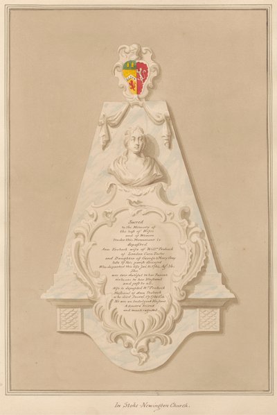 Minnesmärke till Loilliam och Ann Frohock från Stoke Newington Church av Daniel Lysons
