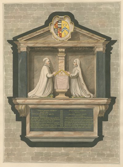 Minnesmärke över Michael Gardiner och Margarita Browne från Greenford Church av Daniel Lysons